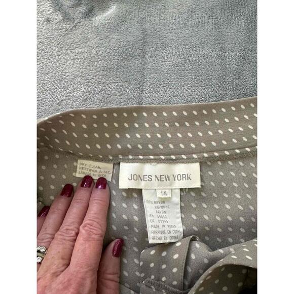 Jones New York Brown Polka Dot Pattern Midi Length Wrap Skirt Womens Size 14 - Picture 2 of 7